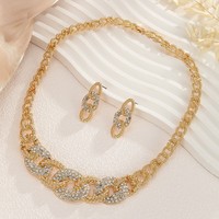 Parures de bijoux fantaisie, bijoux hip-hop exagérés, collier géométrique rétro court incrusté de diamants CCB
