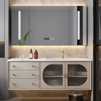 Meubles-lavabos modernes flottants de 60 pouces de haute qualité avec armoire miroir de rangement pour salle de bain d'hôtel