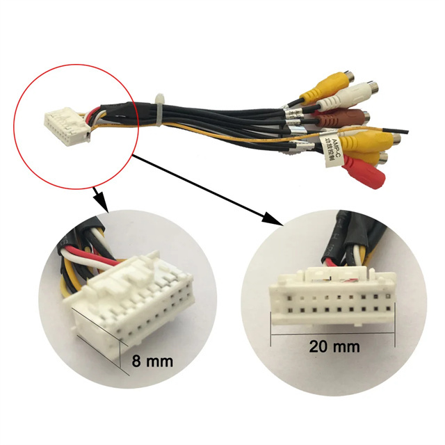 20p Plug Car Stereo Radio RCA Output Aux Wire Harness Wiring Connector Adaptor Subwoofer Cable 4G SIM Card Slot Car Radio Cable