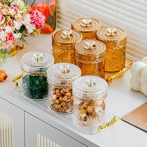 Décoration d'intérieur, <span class=keywords><strong>pot</strong></span> à bougie <span class=keywords><strong>en</strong></span> <span class=keywords><strong>verre</strong></span> recyclé, <span class=keywords><strong>pot</strong></span> à bonbons transparent de couleur orange, <span class=keywords><strong>lot</strong></span> de pots <span class=keywords><strong>en</strong></span> <span class=keywords><strong>verre</strong></span> avec couvercle - Product Image 2