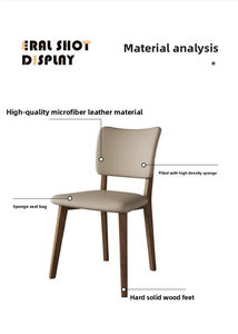 Solid Wood <strong>Dining</strong> Chairs Modern Simple Cream-style Backrest <strong>Dining</strong> <strong>Table</strong> Chairs High-end Restaurant Leather <strong>Stools</strong> - Product Image 6