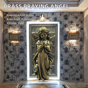 Estatua de Ángel Pequeño de Imitación Antigua, Material de Latón, Adorno de Escritorio, Decoración de Cupido de Metal con Alas de Bronce, Ángel Orando - Product Image 2