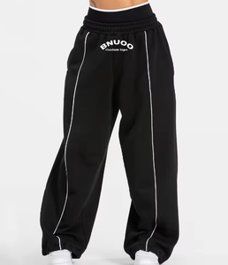 Personnaliser les pantalons baggy à double taille et à jambes larges <span class=keywords><strong>pour</strong></span> femmes pantalons de survêtement <span class=keywords><strong>pour</strong></span> femmes vente en gros de pantalons de haute qualité - Product Image 1