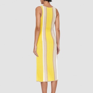 Nuevo Diseño, Vestido Largo de Algodón a Rayas, Cómodo y Sencillo, Vestidos Casuales de Punto para Mujer - Product Image 4