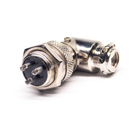 16mm GX16 3 pines enchufe de aviación conector de radio ángulo recto para cargador