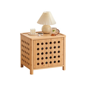 Wooden Hollow <b>Side</b> <b>Table</b> With <b>Storage</b> For Living Room Or Bedroom Nightstand Natural Color - Product Image 5