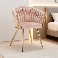 Chaise de salle à manger, de maquillage ou de réunion, style moderne et simple, en velours léger et luxueux, avec rembourrage doux et structure métallique, pour la maison, le café ou les espaces décontractés.