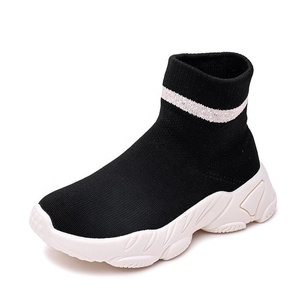 High Top bambini nero bianco bambini Casual ragazze ragazzi calzini semplici Sneakers scuola scarpe bambini - Product Image 6