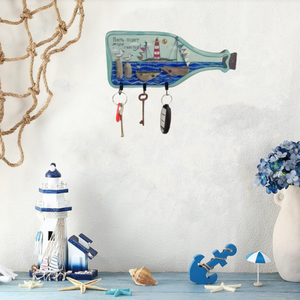 Crochets muraux auto-adhésifs créatifs en forme de bouteille en bois Flexible été mer <span class=keywords><strong>nautique</strong></span> plage méditerranéenne salon bijoux - Product Image 1