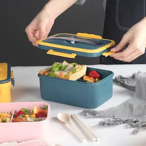 Lunchbox aus Kunststoff Isolier-Lunchbox mit Besteck und Tasse