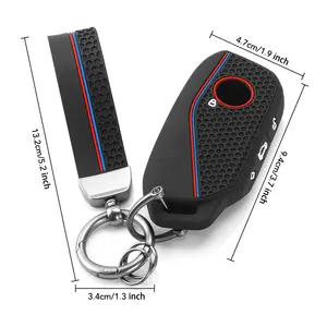 Housse de <span class=keywords><strong>clé</strong></span> de voiture en silicone, <span class=keywords><strong>porte</strong></span>-clés pour <span class=keywords><strong>BMW</strong></span> Série 7 5 735i 740Li X7 X1 U11 2023 I7 G07 LCI XM U06 G81 <span class=keywords><strong>M3</strong></span> X5 G05 IX40 - Product Image 4