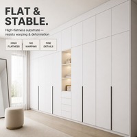 Panneau de meuble en MDF mélaminé blanc double face de qualité E0 de 18 mm, 4x8 pieds, pour cuisine et armoire