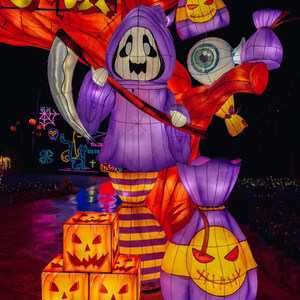 Lanterna di Halloween a Grandezza Naturale per Decorazione Giardino, Arco con Scheletro Umano Gigante, Lanterna per Festival di Halloween all'Aperto - Product Image 1