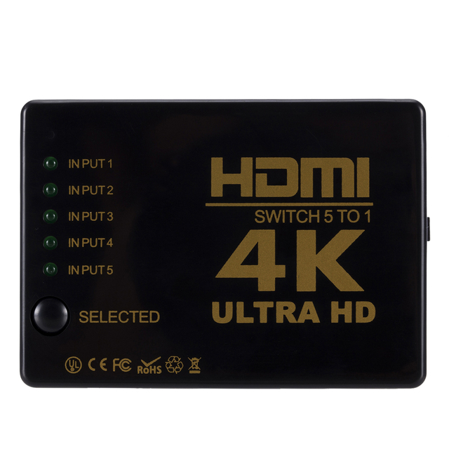 3D 4K HDMI With Remote Control 5x1 MINI HDMI Splitter 5 Port Hub Box Auto Switch 5 Input 1 Output hdmi Switcher