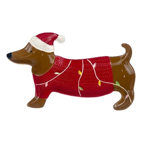 Piatto da portata in ceramica a forma di Bassotto. Design Personalizzato 3D Dipinto a Mano, un Vassoio Funzionale e Originale <span class=keywords><strong>per</strong></span> Snack e Antipasti. - Product Image 1