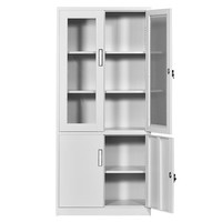 Meubles de bureau modernes, armoire de classement en acier avec porte semi-verrée, armoire de bureau en métal avec serrure