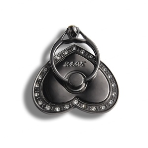 <b>Black</b> Heart Shape Fashion Metal Magnet <b>Bracket</b> 360 Degrees Magnetic Mobile Phone Ring Holder - Product Image 5