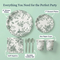 Ensemble de vaisselle jetable en papier avec bord doré, assiettes écologiques compostables pour mariage, anniversaire, traiteur, pique-nique, fête, 120 pièces