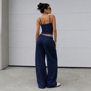 เสื้อสายเดี่ยวคอกลมพิมพ์ลายตัวอักษรสไตล์อเมริกันพร้อมกางเกงขายาวเอวยางยืดสไตล์สตรีทแบบหลวมๆ ชุดเซ็ตสองชิ้น - Product Image 5
