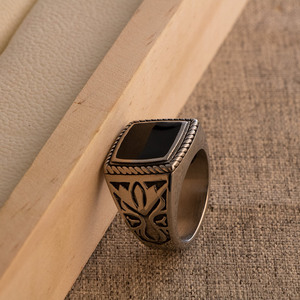 Bold Retro Epoxy Resin <b>Ring</b> Geometric Asymmetry <b>Titanium</b> Steel SA905 Men's Fashion Jewelry Gift - Product Image 4