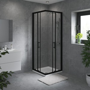 <span class=keywords><strong>Mampara</strong></span> de <span class=keywords><strong>Ducha</strong></span> Moderna Exceed de Vidrio Fijo en Negro Mate con Vidrio Templado, Puerta de <span class=keywords><strong>Ducha</strong></span> para Baño, Puerta de <span class=keywords><strong>Ducha</strong></span> Walk-in - Product Image 3