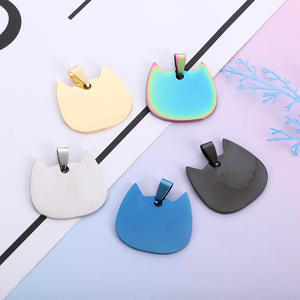 Etiqueta de identificación de mascotas de metal en forma de pez, <span class=keywords><strong>placa</strong></span> de metal en blanco, <span class=keywords><strong>placa</strong></span> de gato grabada, etiqueta antipérdida DIY - Product Image 1