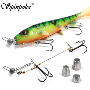 Spinpoler Pike Stinger Rig avec lest amovible, leurre nageur à queue bouclée, spirale, hameçon triple robuste en acier à haute teneur en carbone - Product Image 1