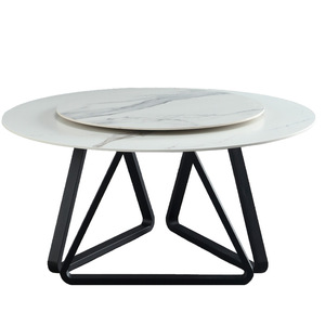 Table à manger rotative en fer forgé de luxe léger, mobilier moderne et simple <span class=keywords><strong>pour</strong></span> appartement, hôtel, table tournante avec chaises - Product Image 6