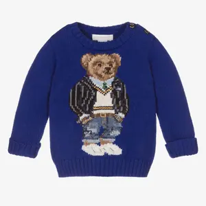 Chunky Pattern Printing Pullover Benutzer definierte gestrickte Kinder kleidung Kinder Jungen tragen Baby Strick pullover