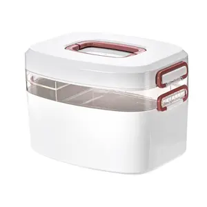 Портативный прямоугольный медицинский ящик, двойные отсеки для бытовых предметов первой необходимости, пластиковый многоцелевой медицинский ящик