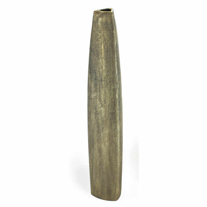HMS 47\" Gold Tapered Ceramic Floor Vase Elegant Home Decorative Item