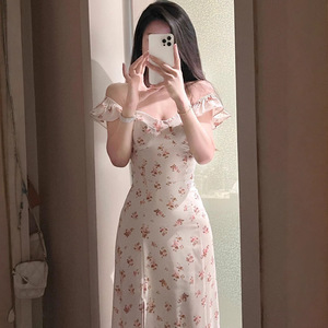 French Style Floral Print Spaghetti Strap Maxi Dress Natural Waistline Daily Casual Beach Wear - Product Image 2