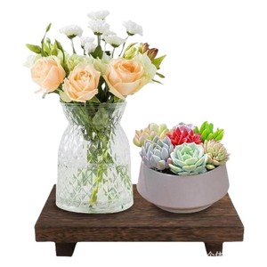Wood Color Rectangle Decorative Tray 23cm X 15cm X 3.8cm <b>Desktop</b> Display <b>Shelf</b> For Figurine And Ornament - Product Image 2
