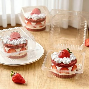 Clear Disposable PET Square Hinged Pet Food Container with Recycled Materials to Go Containers Clear Lids <strong>Cake</strong> <strong>Slice</strong> Containers - Product Image 3