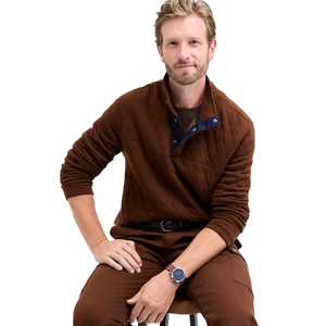 Sweat-shirt matelassé en polaire unie pour homme, col montant, manches longues, texture gaufrée, poche zippée, respirant - Product Image 1