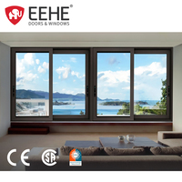 Ventanas correderas de aluminio certificadas por el fabricante NOA, doble acristalamiento y rejillas integradas, diseño eficiente energéticamente, ventanas correderas