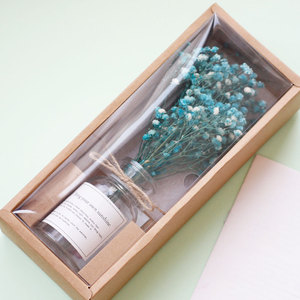 กล่องของขวัญดอกไม้แห้งตกแต่งวันแม่ ขวดแก้ว ดอกยิปโซฟิลลาอบแห้ง ช่อดอกไม้แห้งสำหรับของขวัญวันวาเลนไทน์ - Product Image 2