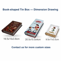 Boîte en métal personnalisée en forme de livre, multi-tailles, avec charnière, pour emballage cadeau de chocolats, bonbons et biscuits – Vente en gros