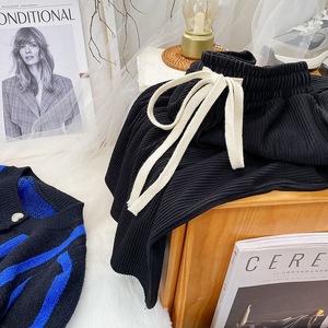 <span class=keywords><strong>Pantalon</strong></span> droit à <span class=keywords><strong>motif</strong></span> os de serpent pour <span class=keywords><strong>femme</strong></span>, taille haute, coupe fluide, jambe large, idéal pour l'été - Product Image 5