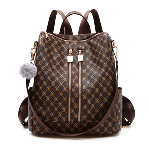 Lady Luxury Office <b>Backpack</b> Casual Travel Pvc <b>Backpack</b> Women Retro Classic Printing Shoulder <b>Backpack</b> - Product Image 4