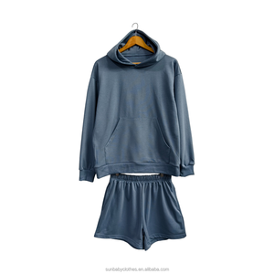 OEM Design Mommy and Me Solid <strong>Jumper</strong> Hoodie and Shorts Set for Fall - Product Image 2