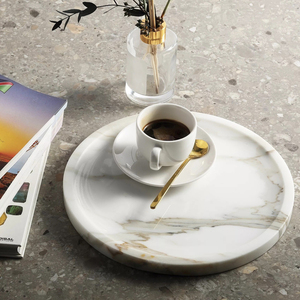 Plateau de service en marbre tavertine poli de luxe naturel étanche avec surface aiguisée pour bijoux décoratifs de fruits alimentaires pour la maison - Product Image 3