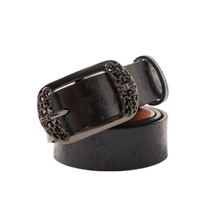 Ceinture en cuir de vache véritable avec motif papillon sculpté, boucle rectangulaire, pour femme, décontractée, rouge, noir, blanc, café, camel, Tiyo - Product Image 5