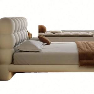 Lit superposé complet de style Frenchcream, écologique, en velours, avec rembourrage flottant en forme de bulle, en tissu polaire d'agneau, rembourré et capitonné - Product Image 1