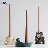 Porte-bougie en marbre noir gris naturel en gros, pot à bougie avec couvercle