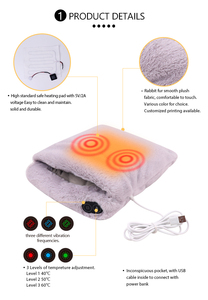 Calentador de pies eléctrico portátil para <span class=keywords><strong>cama</strong></span>, almohadilla de calefacción rápida de felpa con masaje, <span class=keywords><strong>apagado</strong></span> automático con tres divertidos - Product Image 5