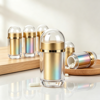 Bouteilles capsules en acrylique transparent de luxe avec intérieur doré, contenants vides pour pilules, vitamines, suppléments, médicaments, emballages personnalisés