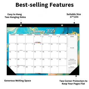 2025 Venta caliente Flor Coloful 17*12 pulgadas calendario <span class=keywords><strong>mensual</strong></span> semanal de gran tamaño - Product Image 2