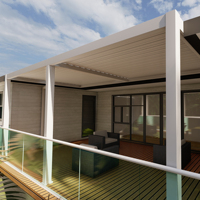 Pergola d'extérieur moderne en aluminium Gazebo pavillon obturateur manuel Revêtement en poudre écologique Toit de terrasse Nouvel abat-jour Gazebo toutes saisons
