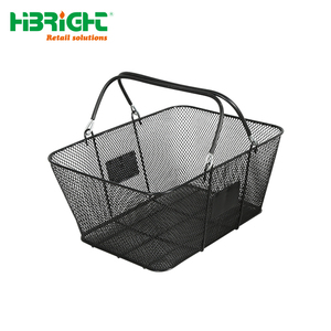 Panier de supermarché en treillis métallique noir avec poignées - Product Image 1